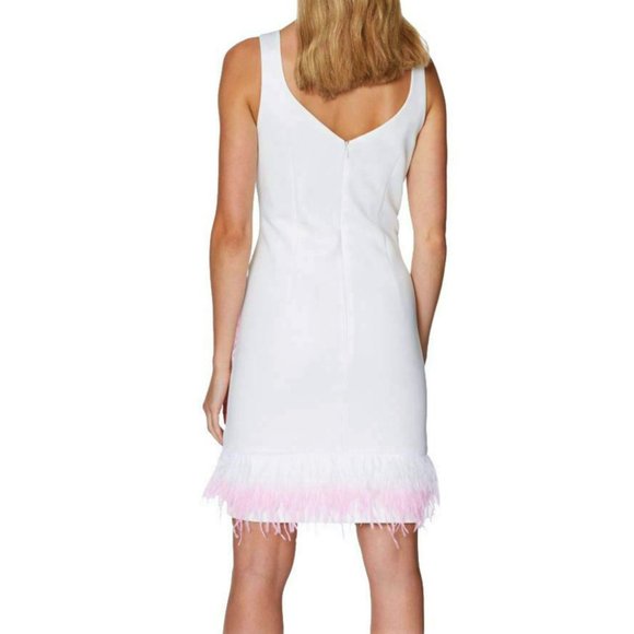 NWT Stunning Laundry by Shelli Segal Feather Trim Cocktail Party Mini Dress - Picture 2 of 7